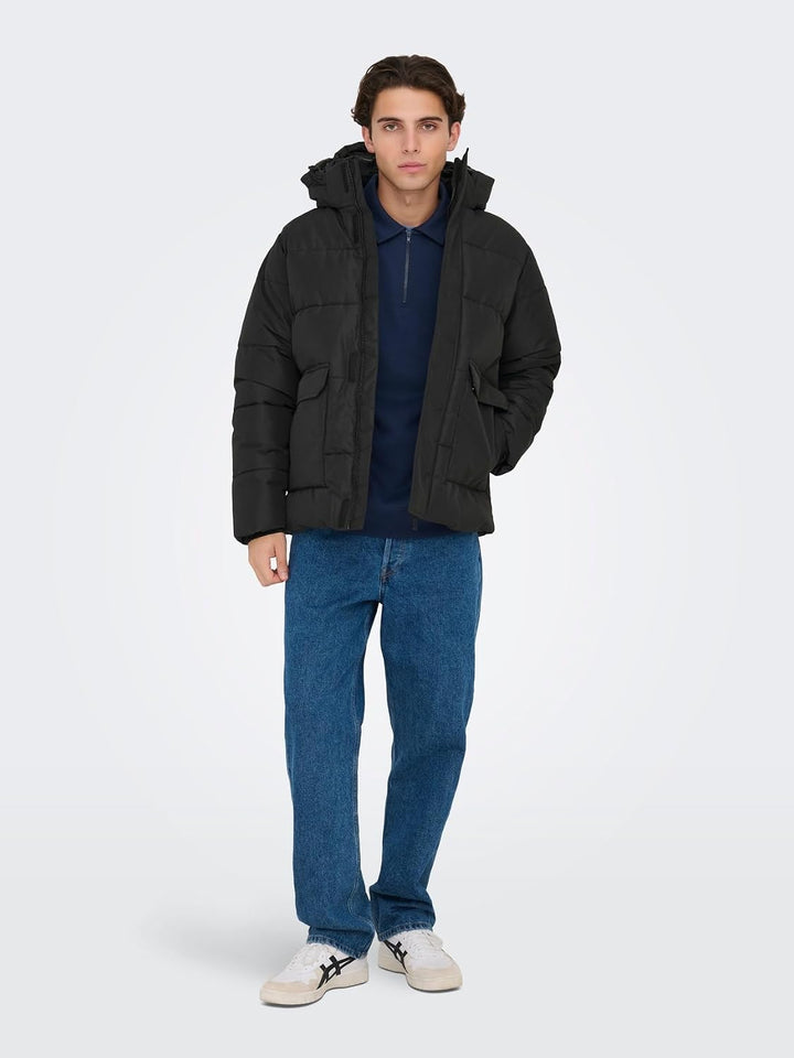 Only &amp; Sons Male Daunenjacke ONSCARL Daunenjacke | Puffer Jacket XL Schwarz, XL Schwarz