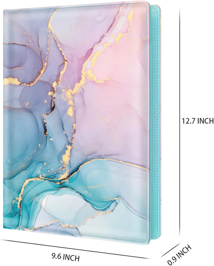 WAVEYU Padfolio mit Klemmbrett, Ordner, Portfolio, marmoriertes Leder, Klemmbrett mit Deckel für A4-