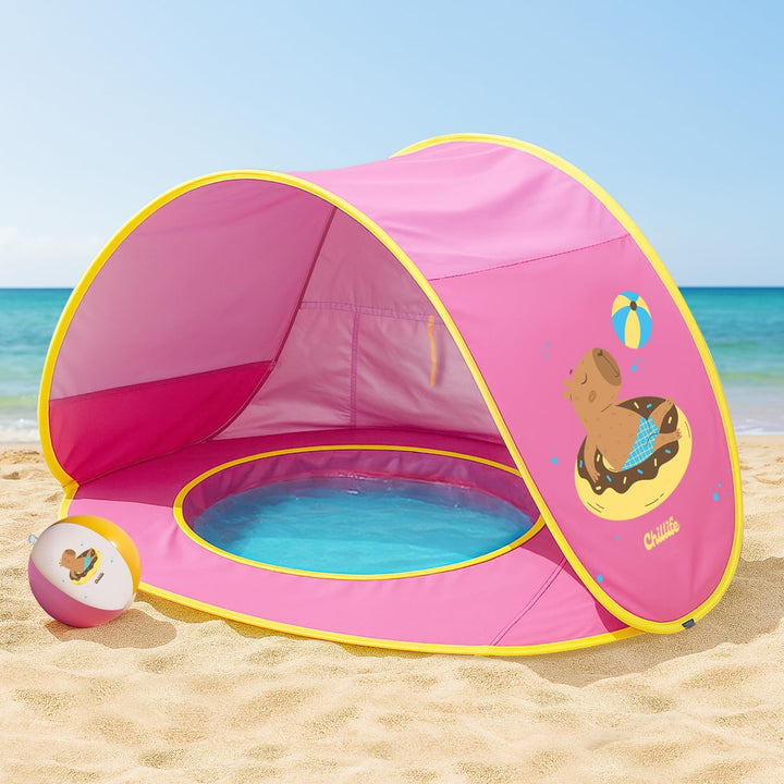 Chillife Strandmuschel Pop up Set I Tragbares Strandzelt mit UV Schutz und Windschutz Strand I Wasse