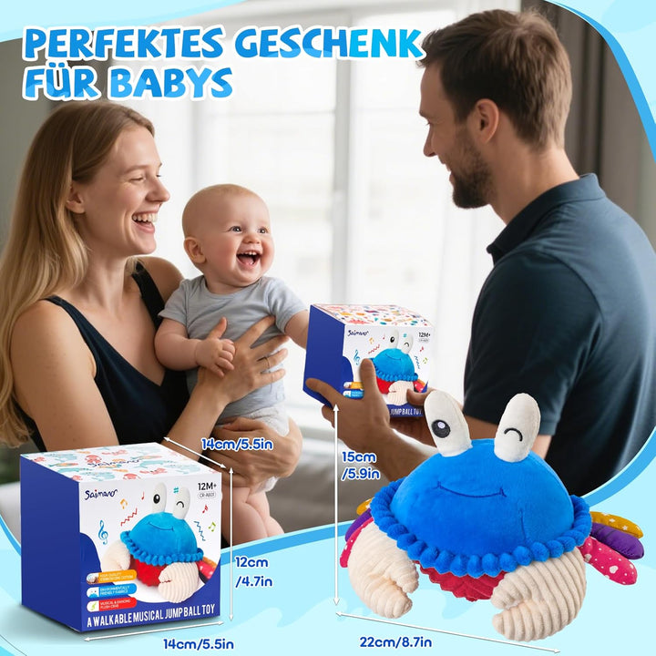 Krabbe Baby Spielzeug 6 7 8 9 10 12 Monate, Musikalische Krabbelspielzeug, Crawling Crab Tummy Time
