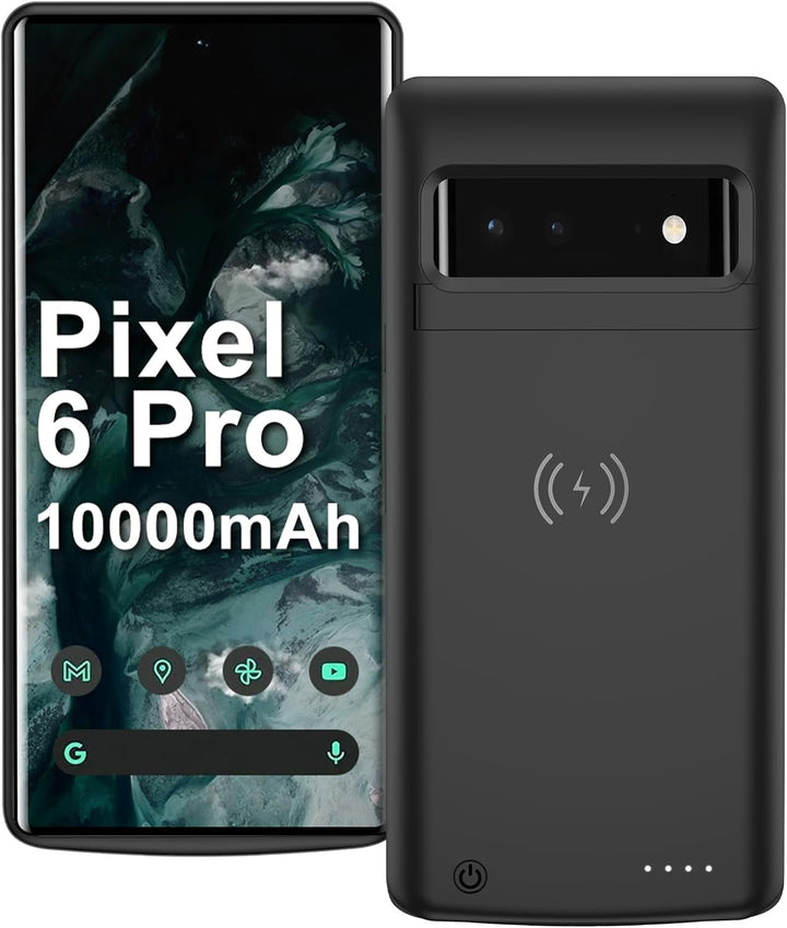 10000mAh Akku Hülle für Google Pixel 6 Pro 6,7 Zoll, tragbare und robuste Schutzhülle mit kabellosem