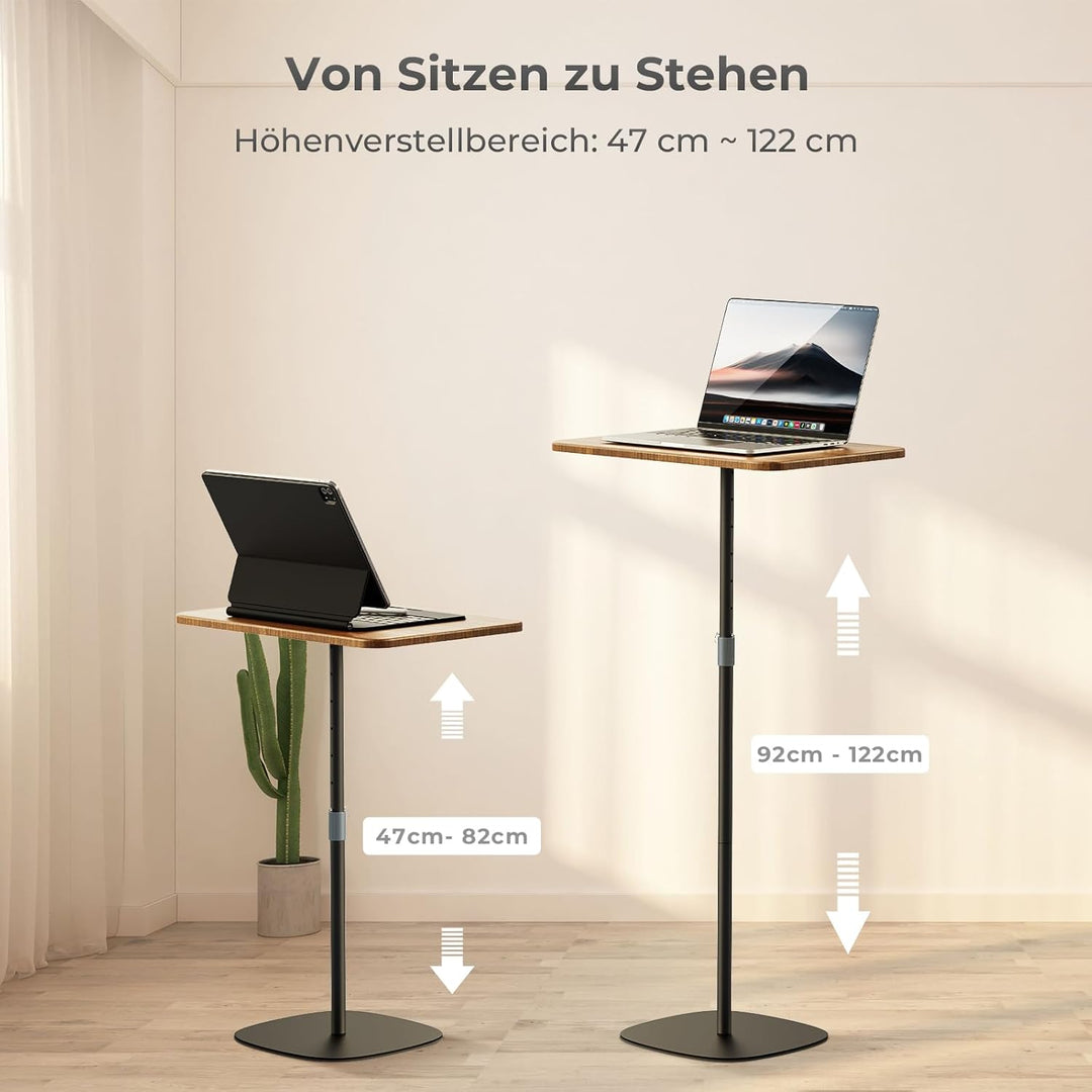 Tragbarer Laptop-Ständer, höhenverstellbarer Beistelltisch für Sofa/Nachtschrank, eleganter Holz-Red