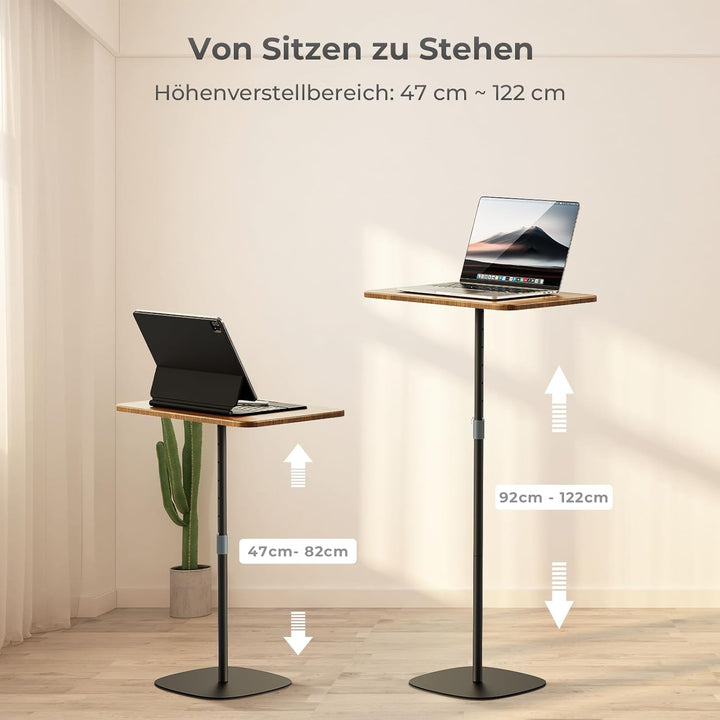 Tragbarer Laptop-Ständer, höhenverstellbarer Beistelltisch für Sofa/Nachtschrank, eleganter Holz-Red