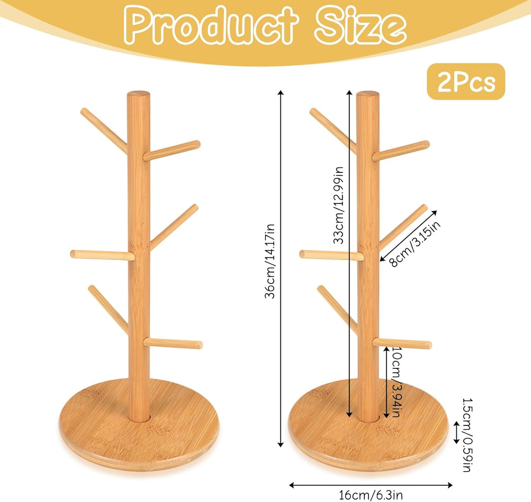 2 Stück Brezelständer Holz, 16x36cm Brezenständer 6-armig Vielseitig als Tassenständer Wurstständer