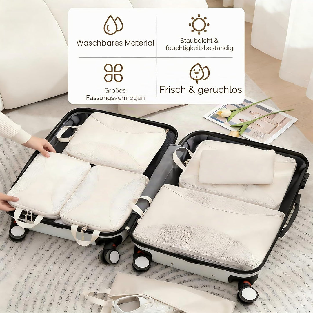 Travel Packing Cube Set - Compression Organizer with Shoe Bag, Toiletry Pouch &amp; Laundry Bag, Lightwe