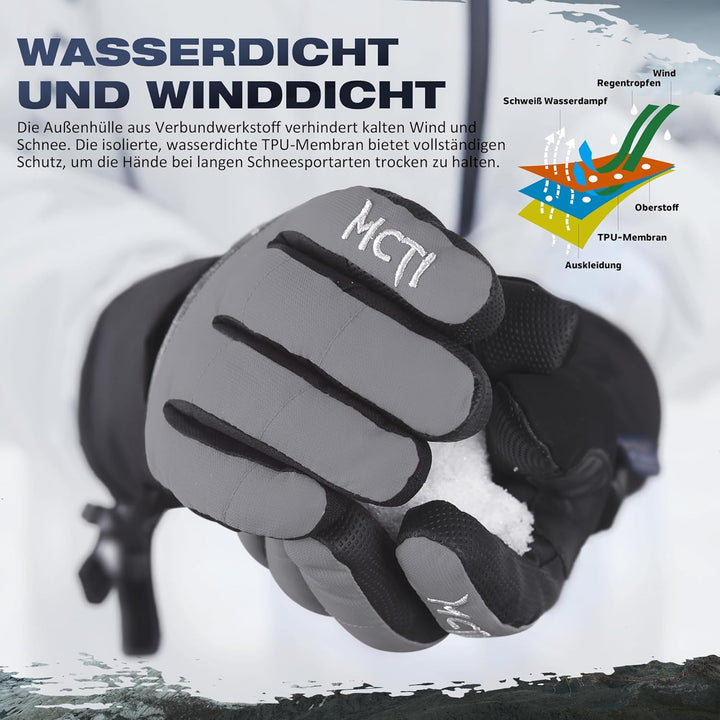 Skihandschuhe Damen Touchscreen Winterhandschuhe Wasserdicht Snowboardhandschuhe Winter Warm Schnee