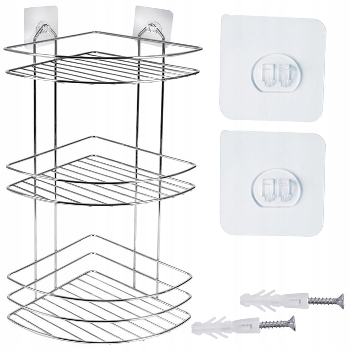 SEPIO Duschablage Silber - Badezimmer Organizer DREI Regale - Duschablage zum Hängen - Duschregal Or