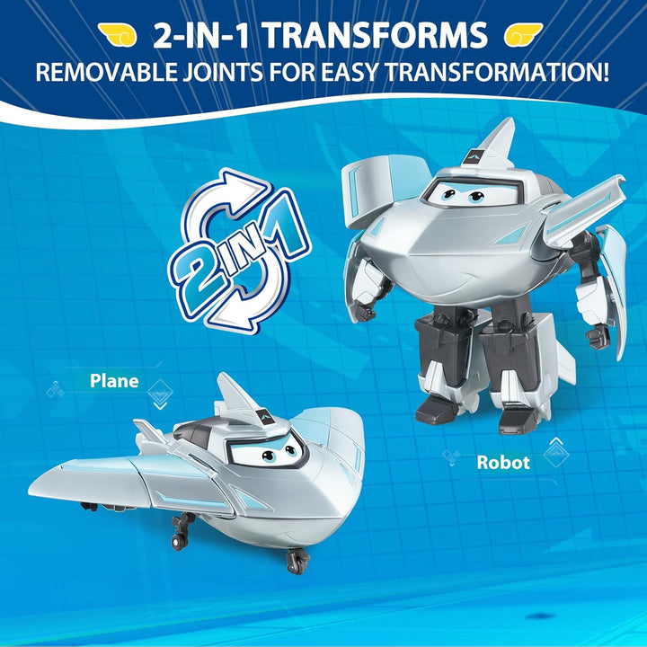 Super Wings Transforming Spielzeug 2PCS Jett & Traver, 2 in 1 Action Figur, 12,7 cm grosses Flugzeug