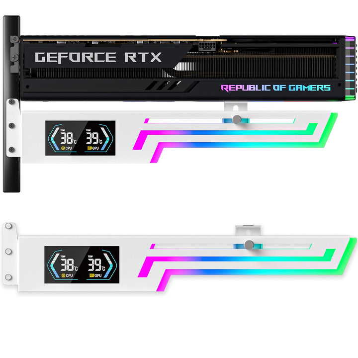 Z-X6 Grafikkarten-Halterung mit CPU-/GPU-Temperaturanzeige, Weiss, Weiss