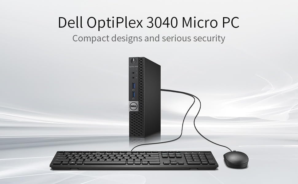 Dell Optiplex 3040 Mini Computer PC mit 24 Zoll Monitor, Intel Core i5-6500, 8GB RAM, 256GB SSD, US