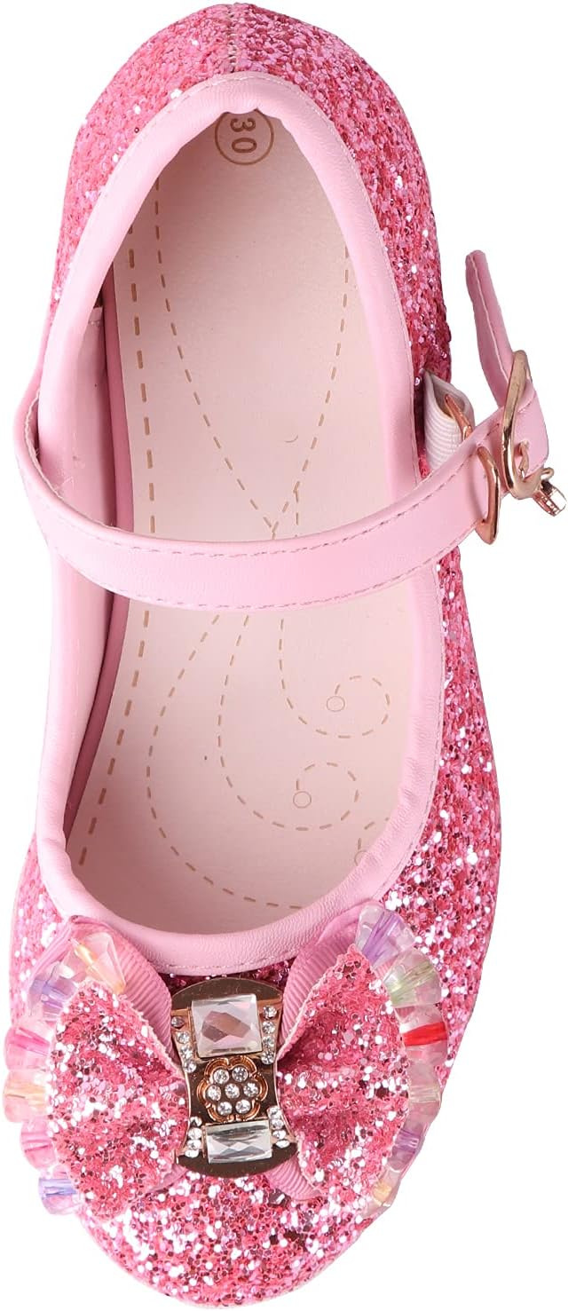 LiUiMiY Prinzessin Schuhe Mädchen Glitzer ELSA Stöckelschuhe mit Absatz Ballerina für Party Karneval