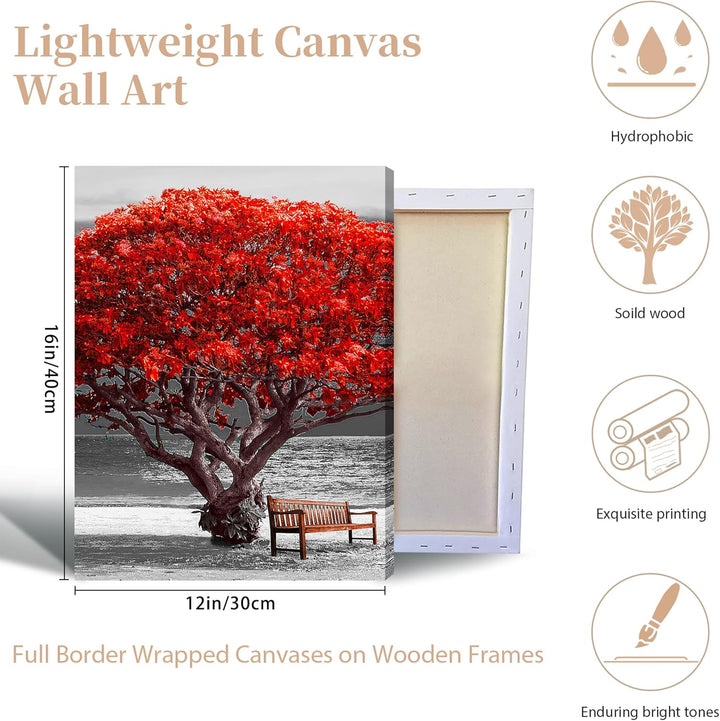 hyidecorart Leinwandbilder 30x40 cm 3er Set Wohnzimmer, Modern Rot Baum des Lebens Wandbilder Set mi