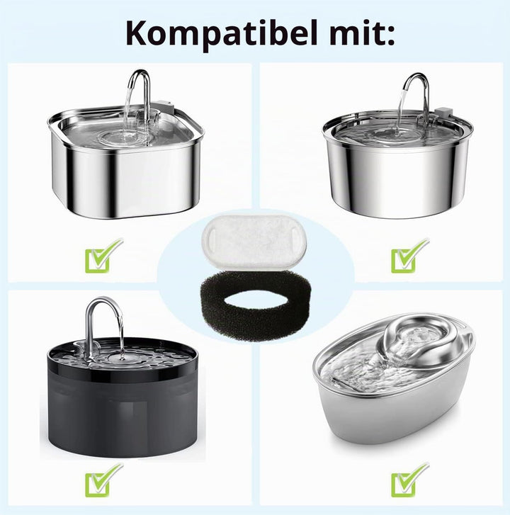 24 Stück Ersatzfilter für Trinkbrunnen, Katzenbrunnen 12 Stück Kohlefilter und 12 Stück Schaumfilter