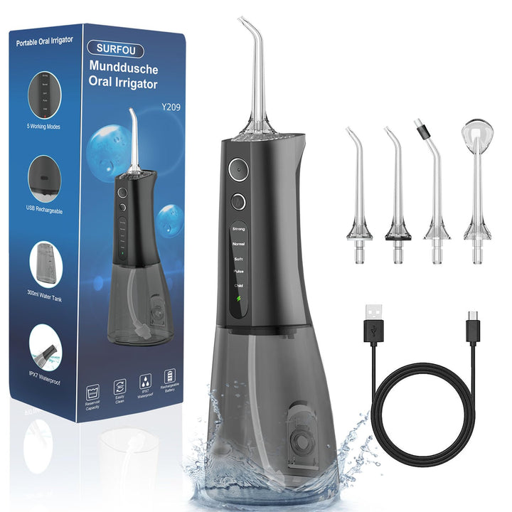 SURFOU Munddusche Kabellos Water Flosser for Teeth, Elektrische Wasserflosser für Zähne Oral Irrigat
