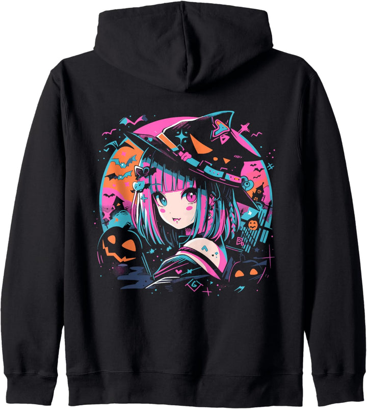 Anime Mädchen im Hexen Kostüm Manga Kapuzenjacke