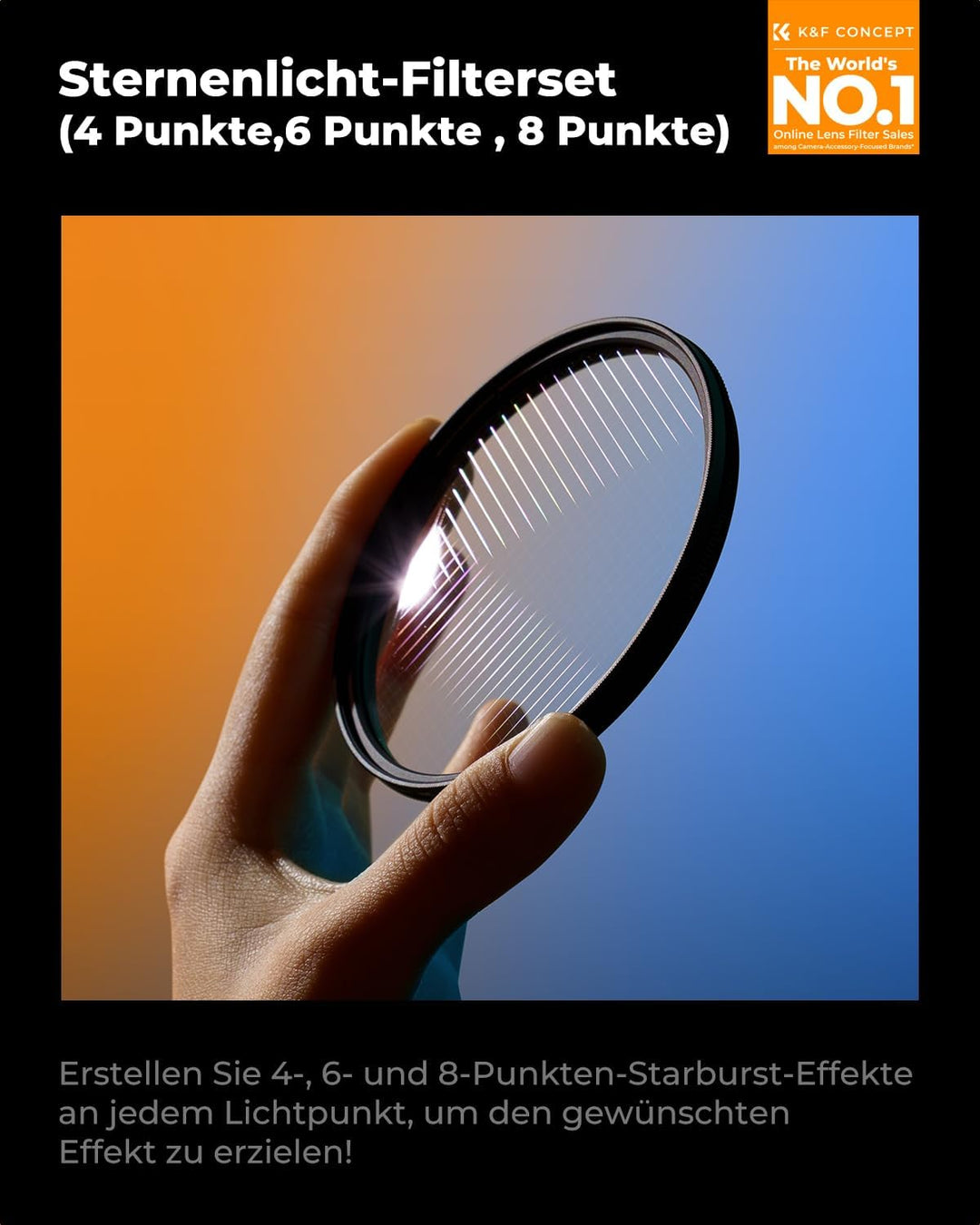 K&amp;F Concept Nano K-Serie 58mm Sternfilter 4 Punkte, 6 Punkte, 8 Punkte für Sternenlichteffekte, 58mm