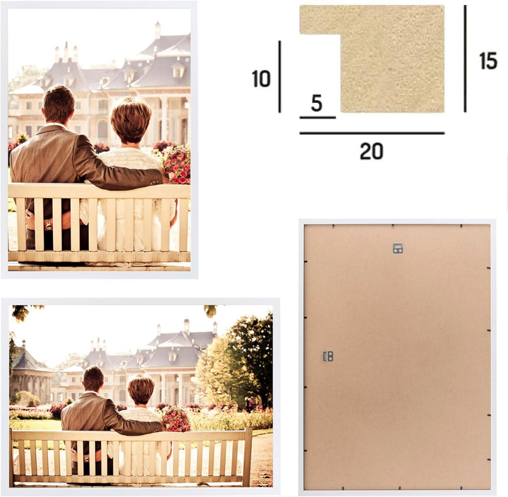 CABBEL Doppelpack (2er Set) Bilderrahmen 40x50 cm, Weiss, stabiles MDF-Holz Rahmen, bruchsicherem Pl