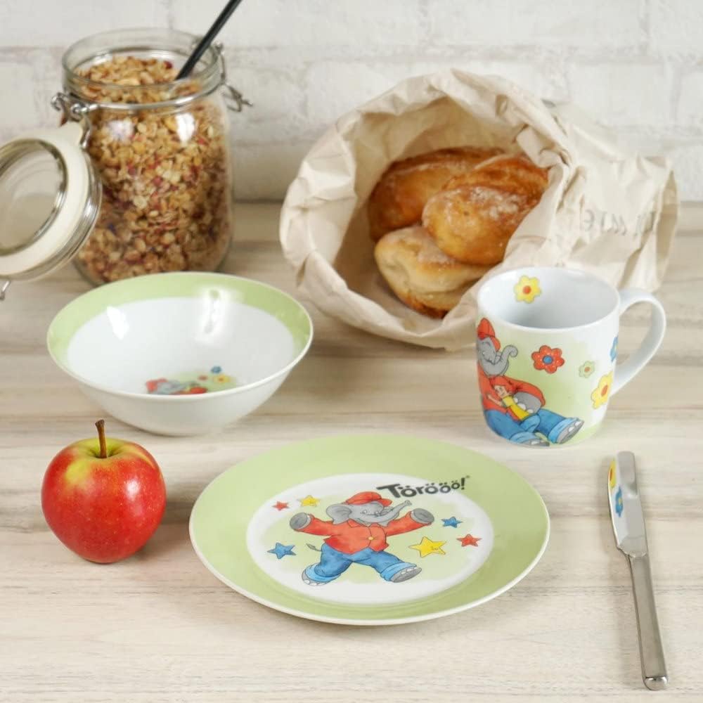 Kinderset Benjamin Blümchen 7tlg. mit Gravur (z.B. Namen) personalisiertes Kinderbesteck + Kinderges