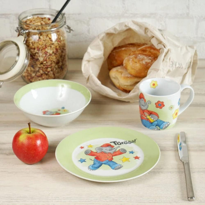Kinderset Benjamin Blümchen 7tlg. mit Gravur (z.B. Namen) personalisiertes Kinderbesteck + Kinderges