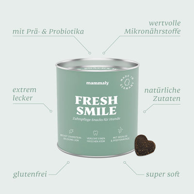 mammaly Fresh Smile Hunde Zahnpflege Snack, Zahnpflege Hund, gegen Hund Mundgeruch, Fressnapf Innova