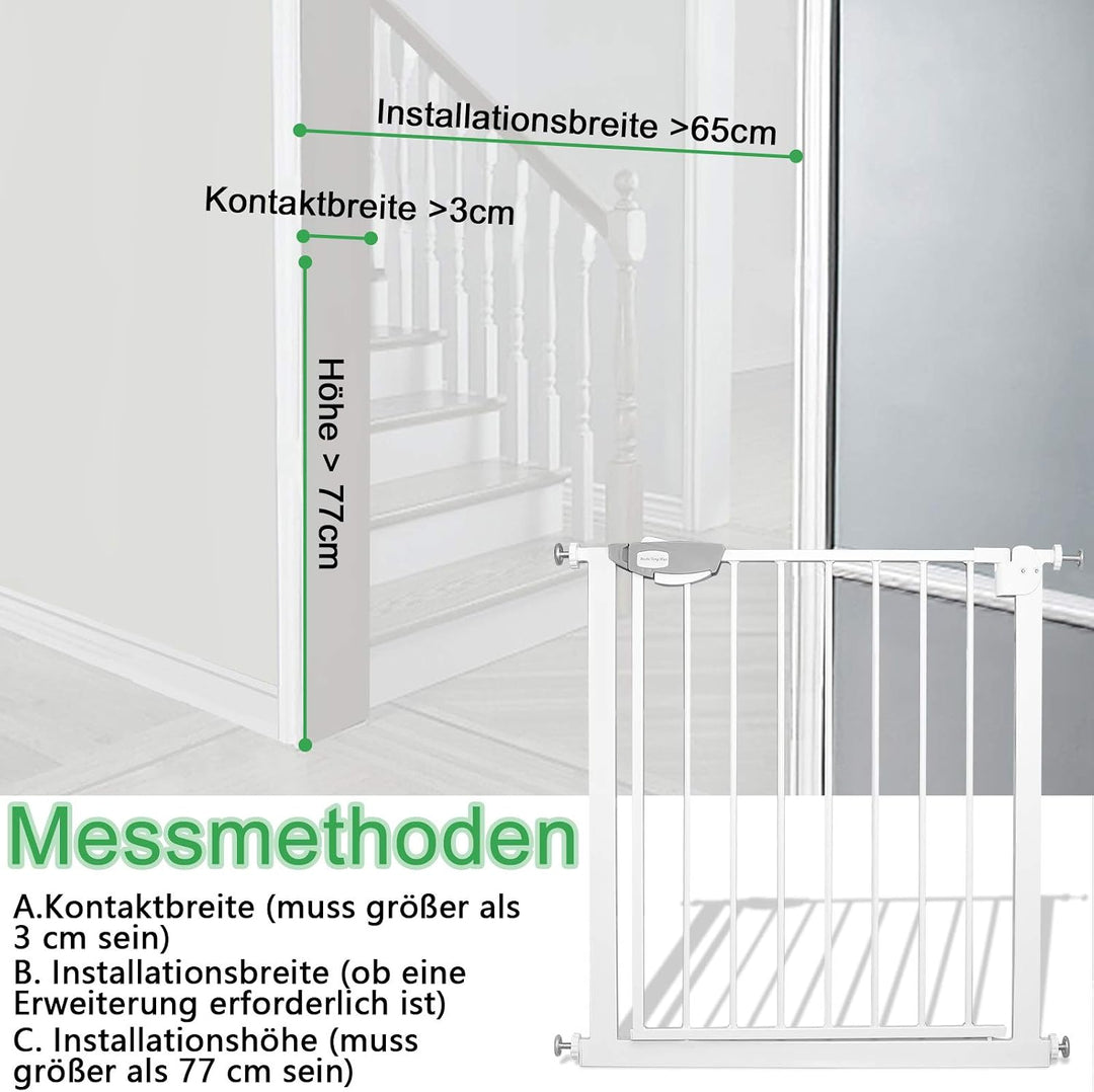 XMTECH Weiss Treppengitter 95-105cm Breit, Ohne Bohren Türschutzgitter für Kinder, Auto-Close Safety