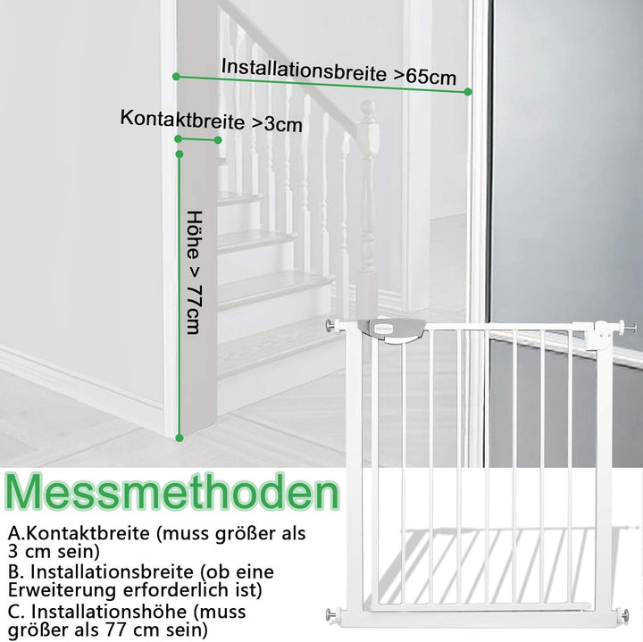 XMTECH Weiss Treppengitter 95-105cm Breit, Ohne Bohren Türschutzgitter für Kinder, Auto-Close Safety