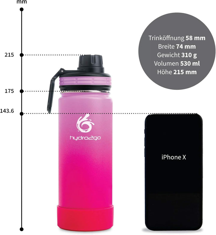 hydro2go Edelstahl Trinkflasche – BPA-freie Isolierflasche für Kinder, Schule, Sport & Outdoor – Häl