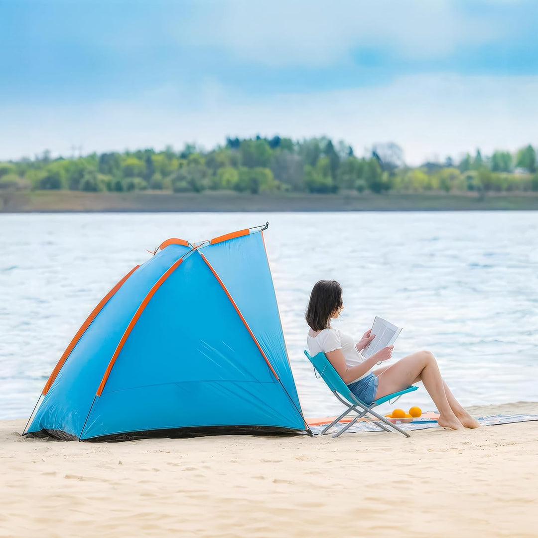Blumixx Pop Up Strandmuschel für 2–3 Personen – Windschutz & Sonnenschutz Strand Zelt, kompakt faltb
