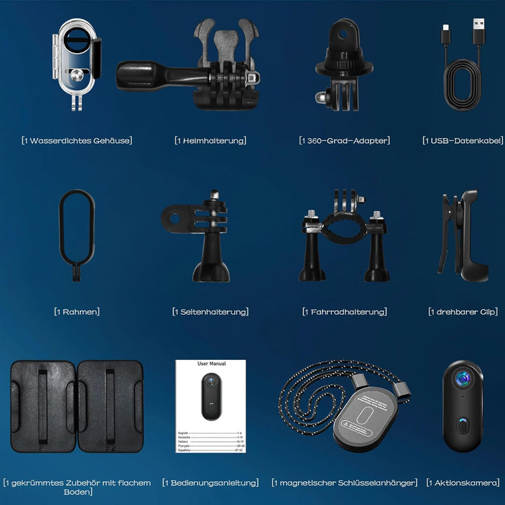 Mini Action Cam WIFI,1080P Unterwasserkamera Wasserdicht bis 30M,Freihand-POVs,Überall Anbringbar,36