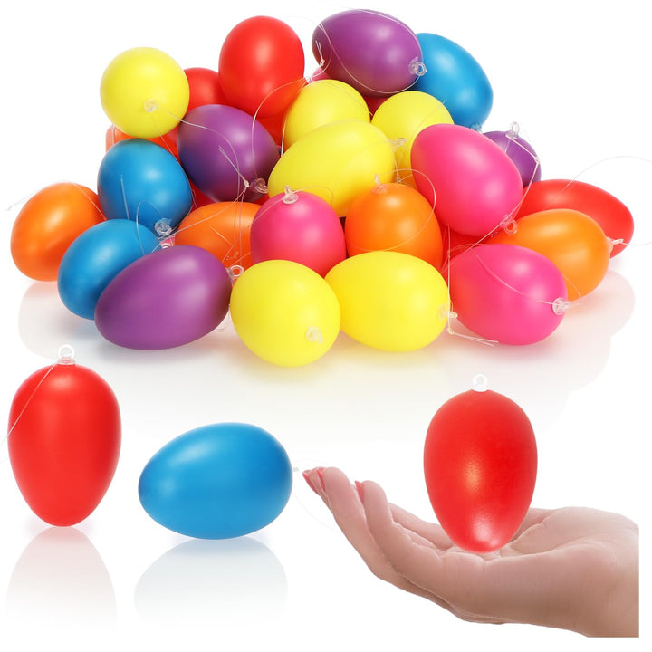 com-four® 36x Ostereier zum Aufhängen - Osterdeko in kräftigen Pastellfarben - Deko Ostereier - Grös