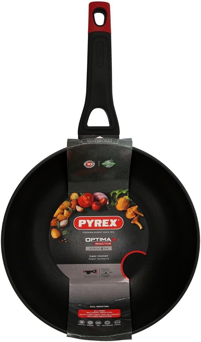 Pyrex OPTIMA + Wok aus geschmiedetem Aluminium, 28 cm