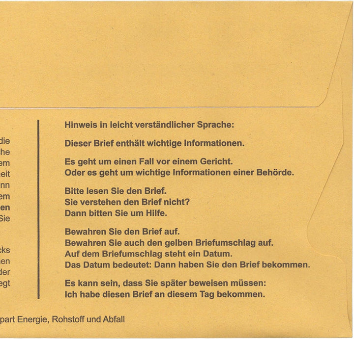 Postzustellungsumschläge DIN Lang „ Förmliche Zustellung “ - Zustellungshüllen mit Fenster (110 × 22