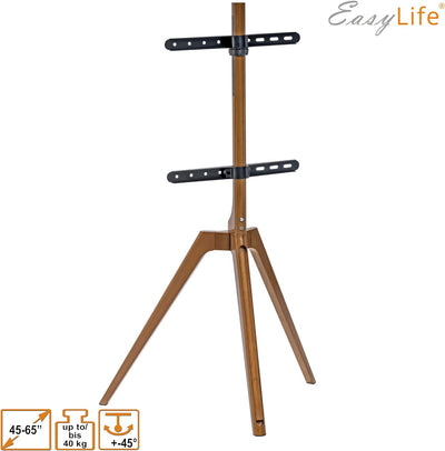 EasyLife - TV Stativ Holz Staffelei Tripod - Studio TV Stand bis 65'' Zoll & 40 kg Fernseher/Monitor