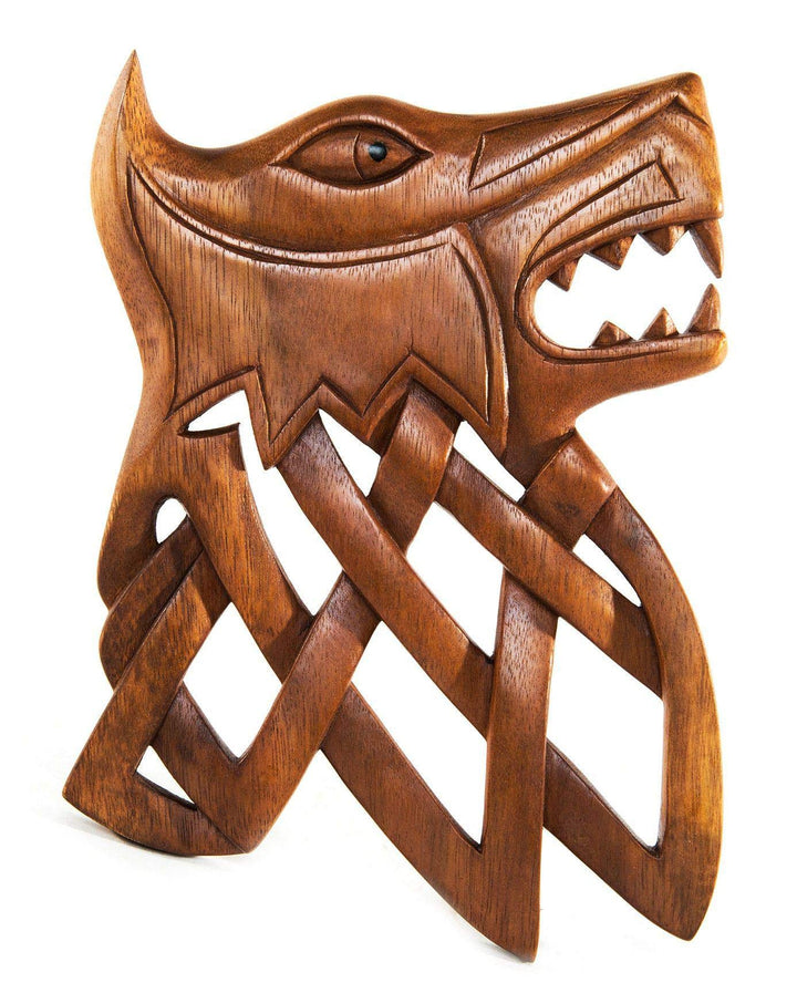 Windalf Wandbild Fenrir 24 cm Lokis Wolf Ragnarök Handarbeit aus Holz