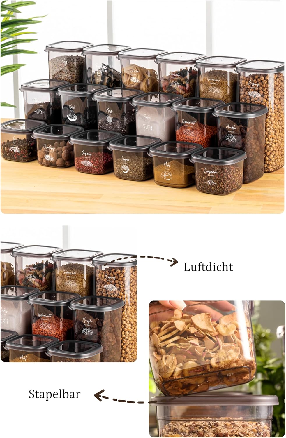 Viwares Vorratsdosen mit Deckel Luftdicht | 24er Vorratsbehälter Set | BPA-FREI | Zur Müsli Mehl und