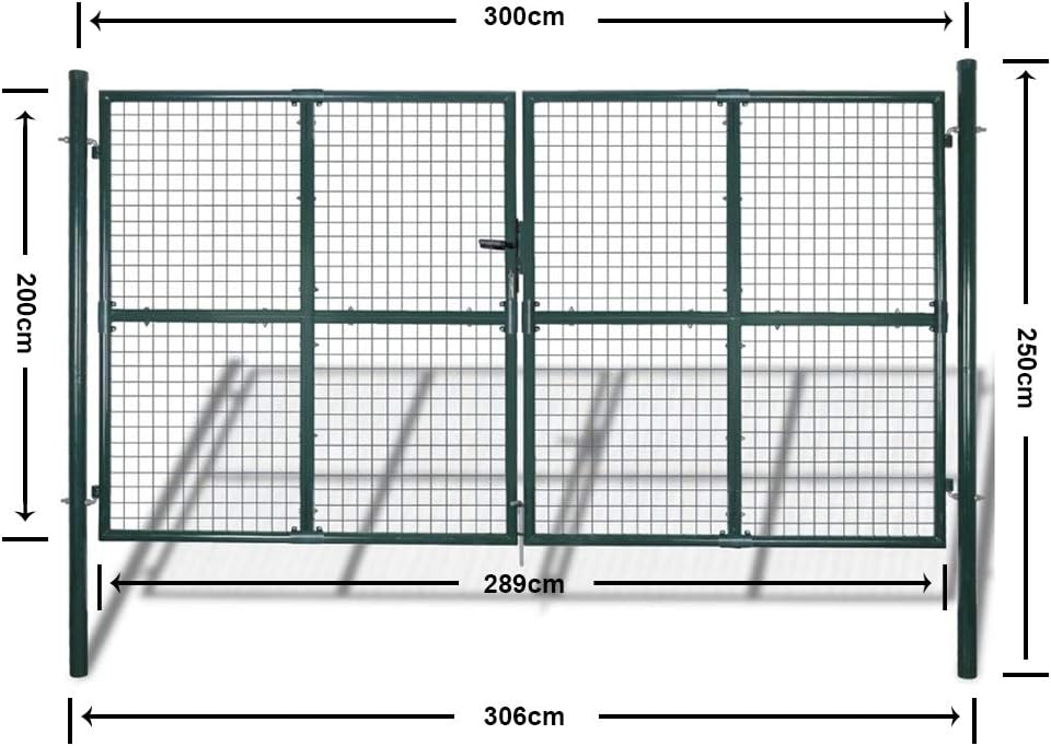 Festnight Metall Gartentor 306 x 250cm Gartentür Zauntür Hoftor Gartenpforte | Gartenzaun Tür aus ve