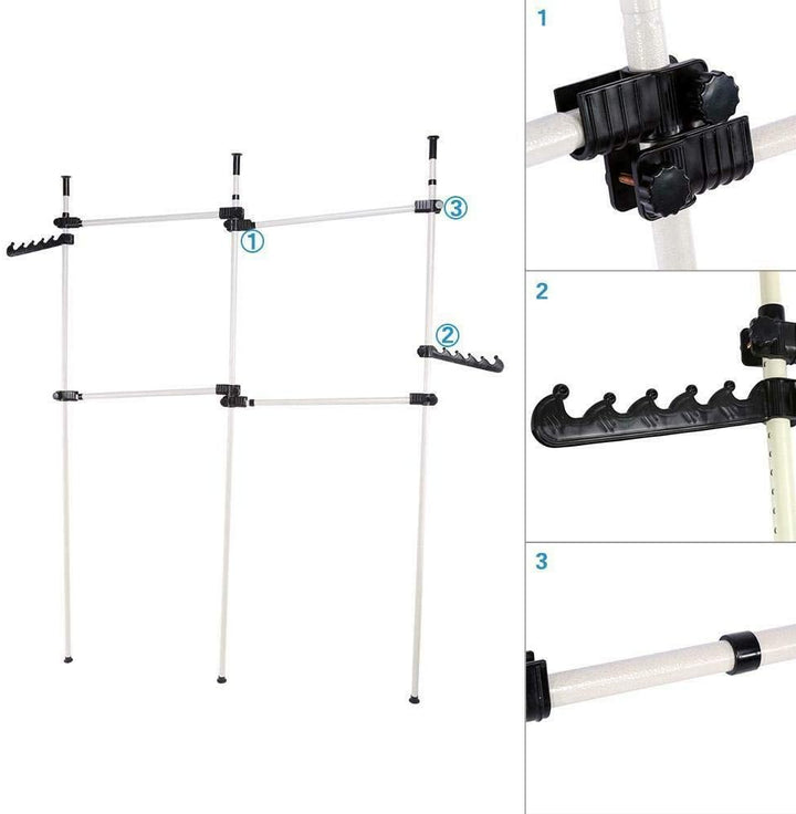 Yosoo Garderoben Teleskop System mit 4 Stangen Verstellbares Regalsystem Kleiderstangen Regal, Höhev