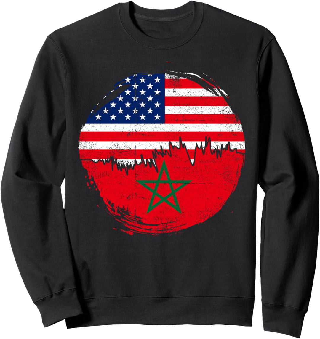 Vintage marokkanisch mit amerikanischer Flagge | Wurzeln Marokko Sweatshirt