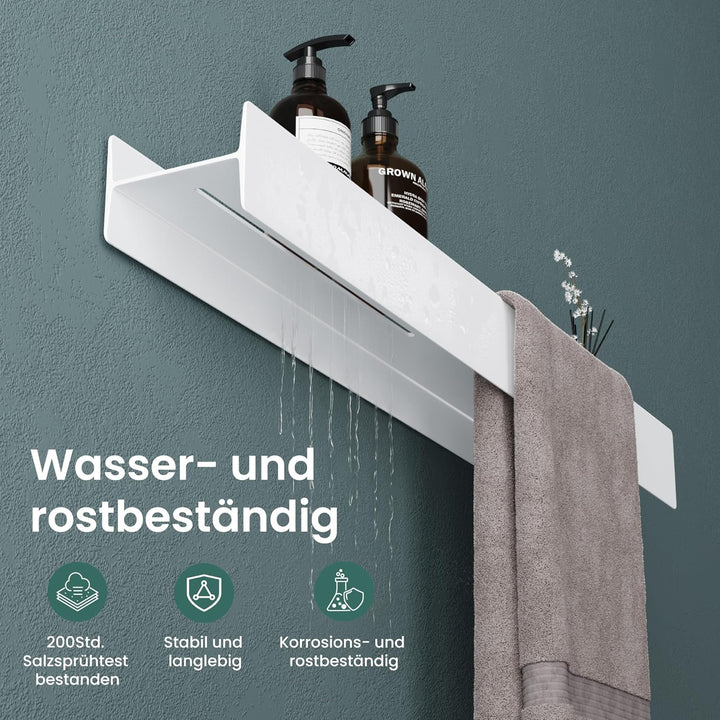 Mai &amp; Mai Duschablage zum Bohren oder Kleben Duschregal Badablage 80cm Badezimmerablage zur Wandmont