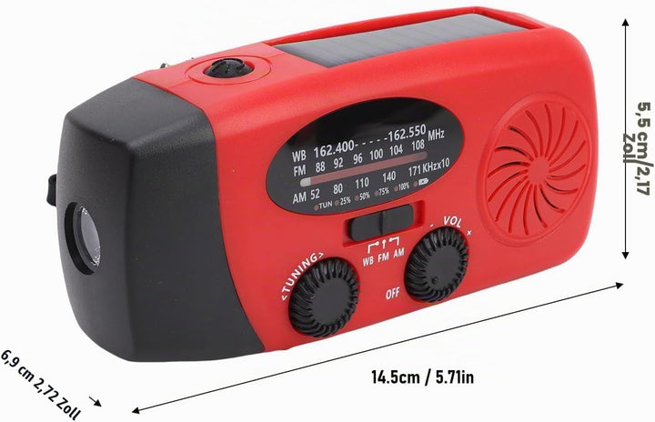 SEAFRONT Hand Kurbelradio, AM/FM/NOAA Notfallradio, Solar Wetterradio Tragbar, 2000 MAh Powerbank IP