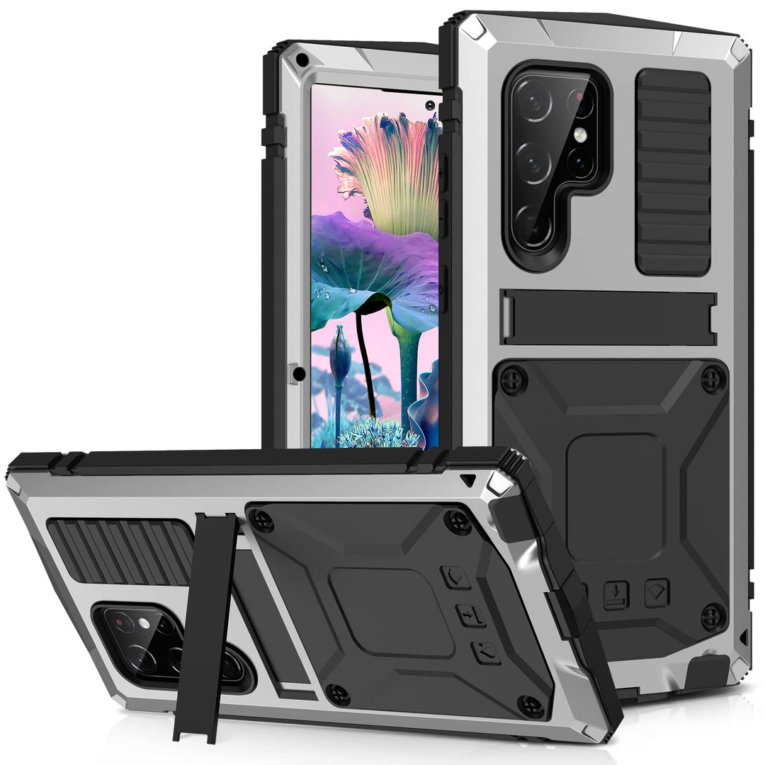 MIYIYQP Kompatibel mit Samsung Galaxy S23 Ultra 5G Metall hülle, Powerful Hybrid Schutz stossfest wa