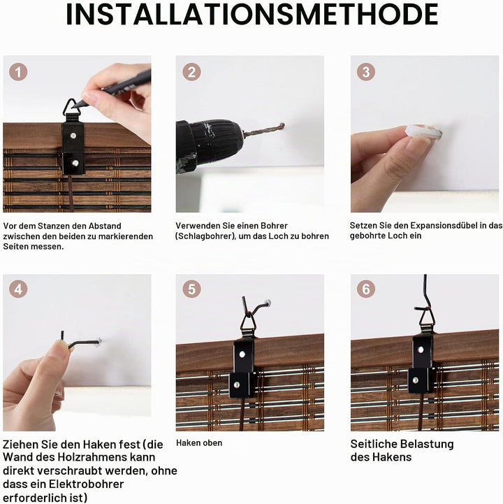 Cy.curtain bright Bambusrollo für den Innenbereich, Bambusrollo, für Türen und Fenster, Bambusvorhan