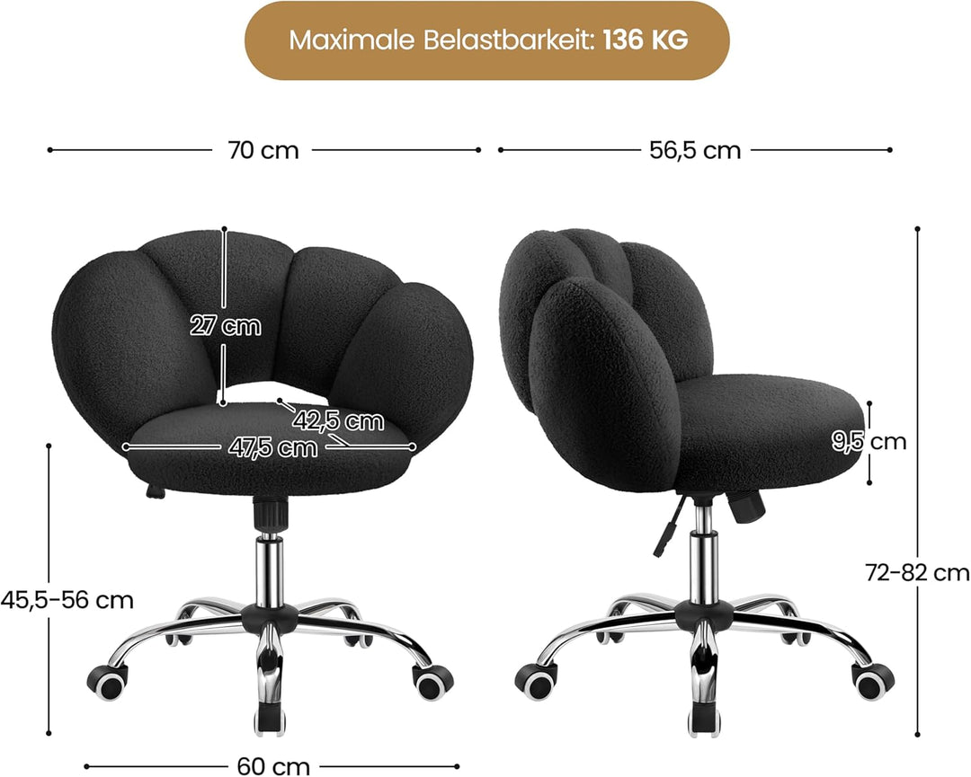 Yaheetech Schreibtischstuhl Bürostuhl Ergonomisch Bürosessel in Wolkenform Schminktischstuhl bis 136