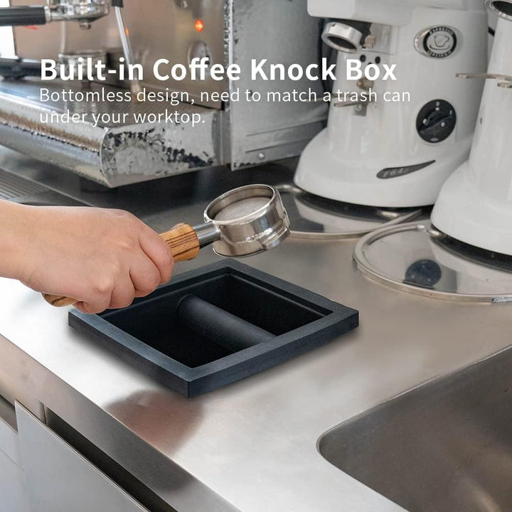 watchget Espresso-Klopfbox – Eingebaute Kaffeeklopfbox aus Edelstahl und Silikon, abnehmbare Gummist