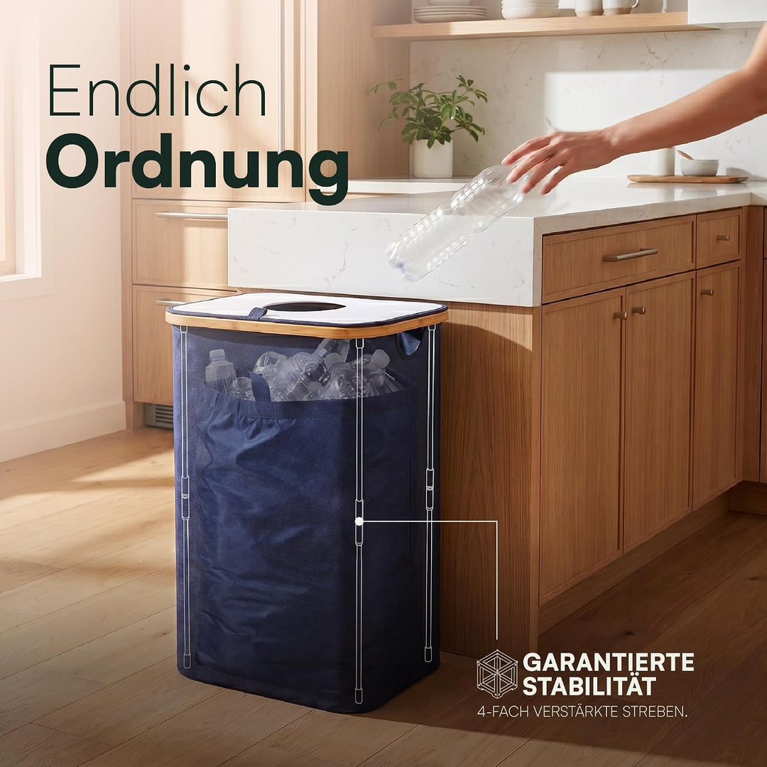 BAM BOO BOX Pfandflaschen Sammelbehälter 100L Blau – Pfandflaschen Behälter mit Einwurf – Flaschensa