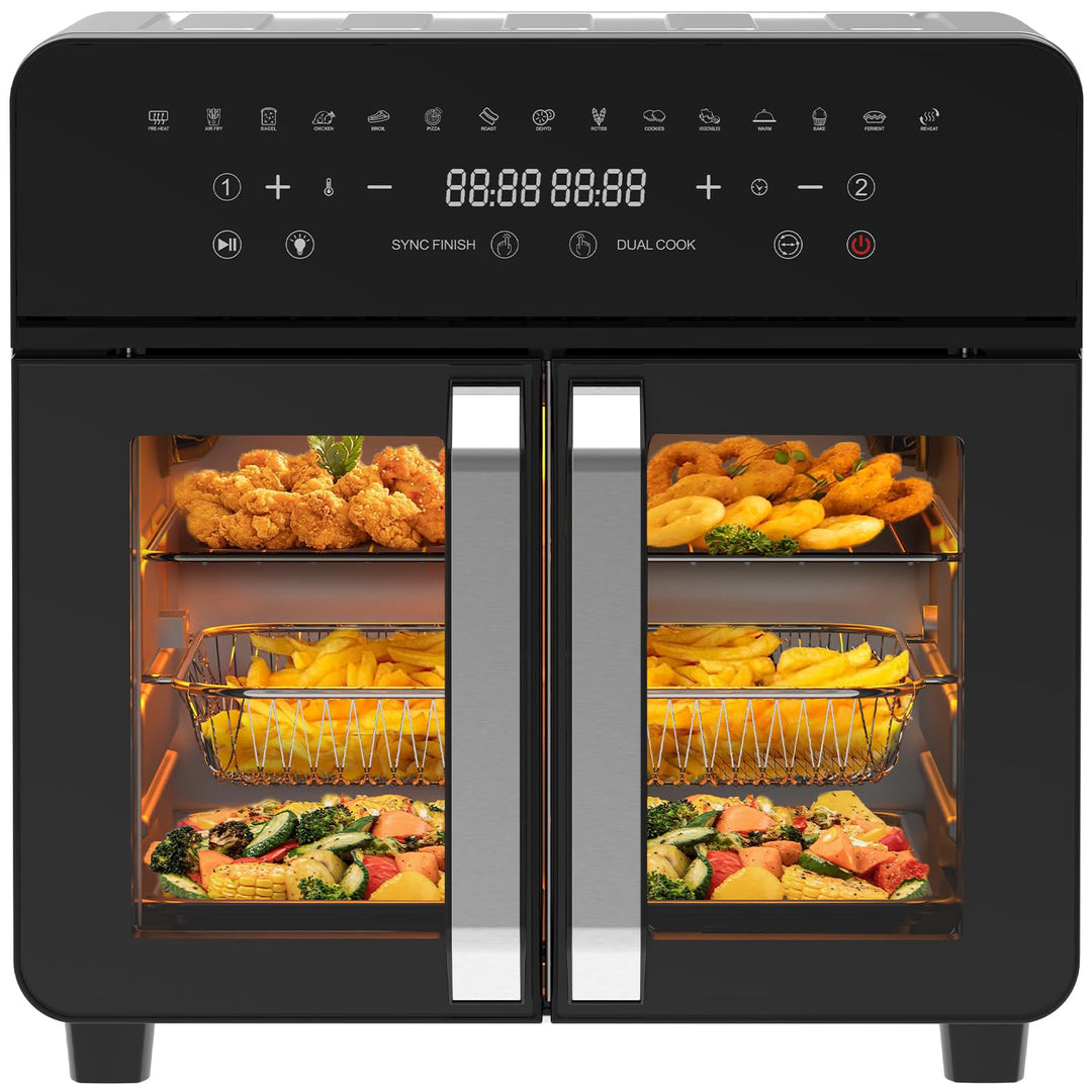 iceagle Heissluftfritteuse 23L Dual Zone - XXL Airfryer mit French Door | Heissluftfritteuse Ofen mi