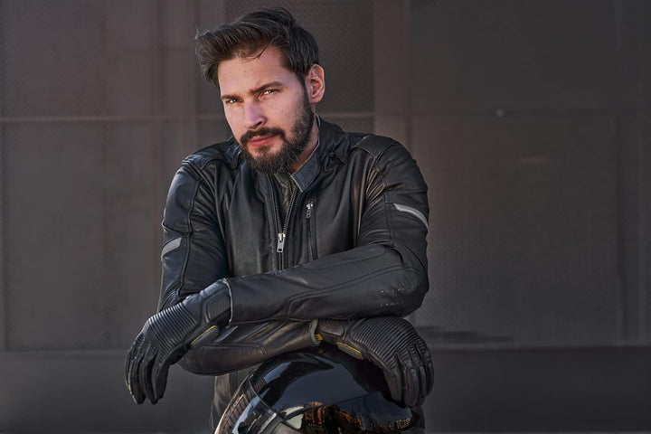 SHIMA HUNTER Motorrad Jacke Herren mit Protektoren Leder Rückenprotektor Motorradjacke Sommer Schutz