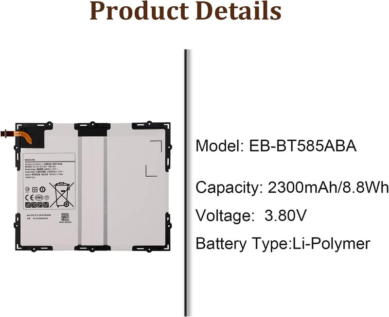 HIGHAKKU Ersatzakku EB-BT585ABA EB-BT585ABE kompatibel mit Samsung Galaxy Tab A 10.1 2016 TD-LTE SM-