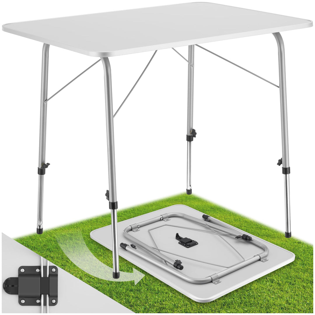 tectake® Campingtisch, Gartentisch klappbar, Klapptisch höhenverstellbar, verstellbare Teleskopbeine