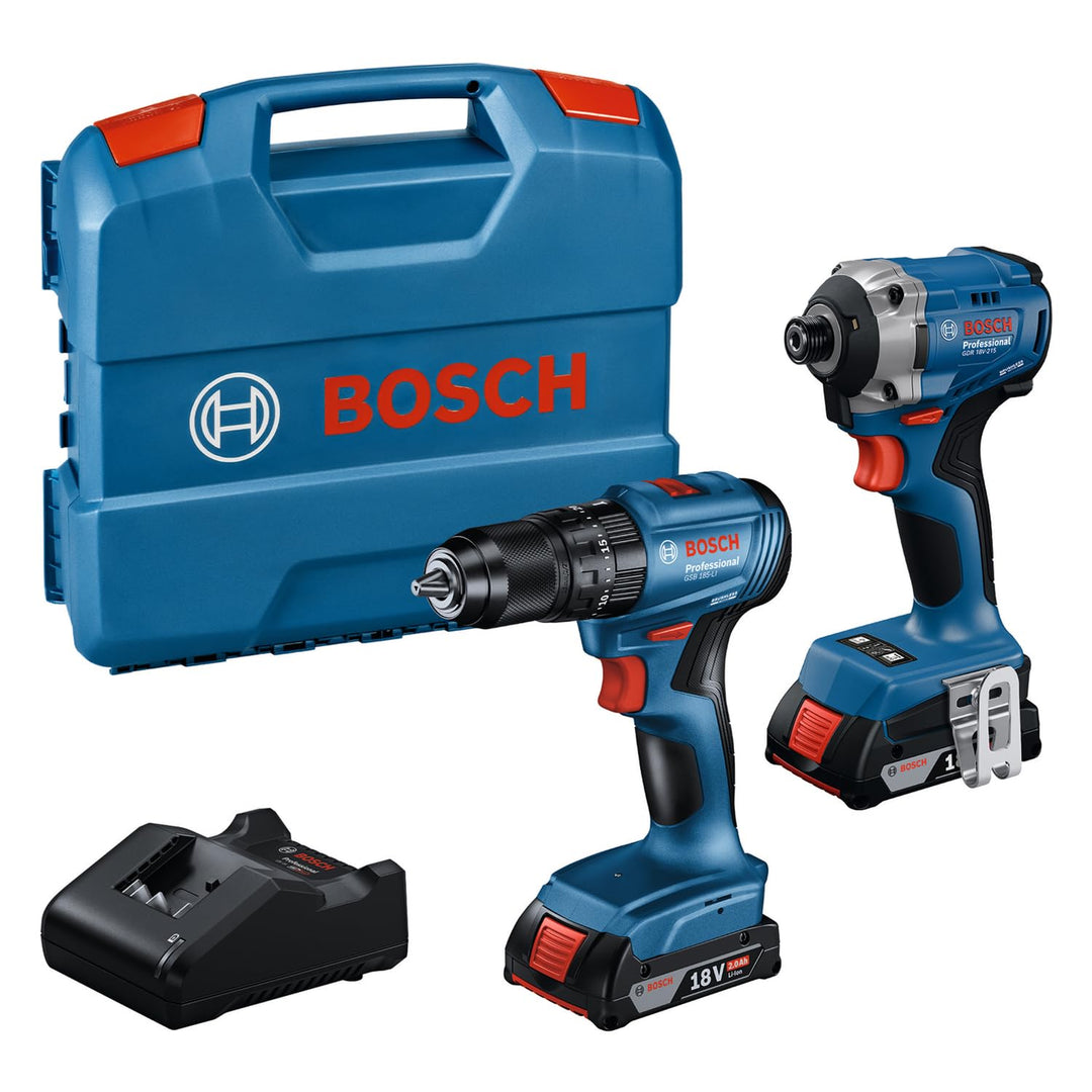 Bosch Professional 18V System Akku-Drehschlagschrauber GDR 18V-215 + Bohrschrauber GSB 185-LI (inkl.
